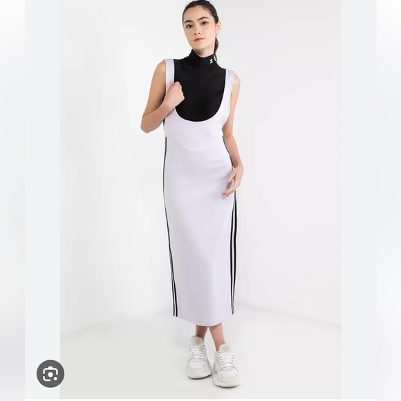 Adidas Original Long Skirt/Apron style dress, three stripes, L, lavender, NWT - Picture 1 of 6
